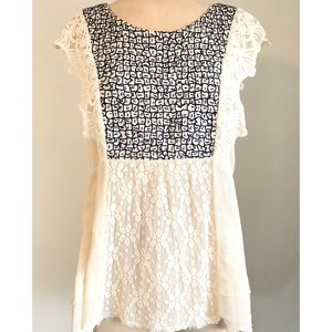 Anthropologie Embroidered High Low Tunic Top